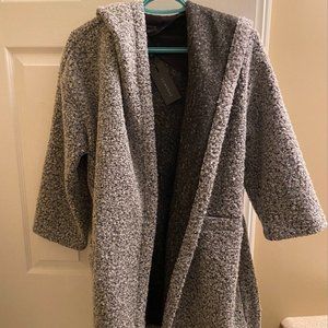 Textured hooded wrap coat